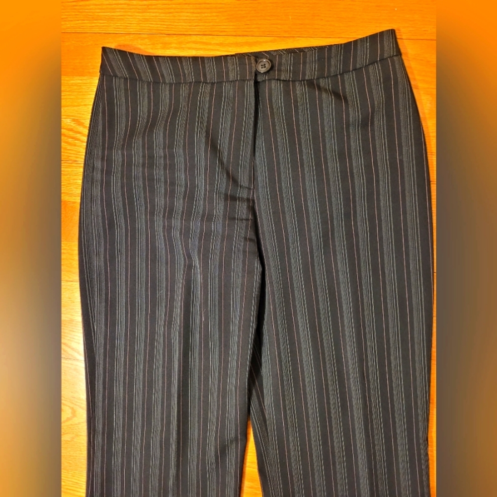 💚 Vintage VAMP Wide Legged Black Pants with Grey/Pink Stripes Size 5/6
